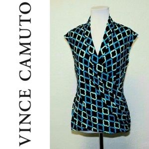 Vince Camuto Blouse Sleeveles Stretch Faux Wrap
